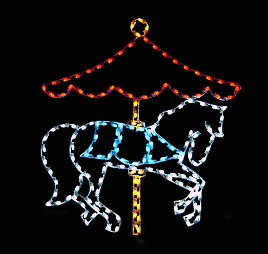7' Single Horse Carousel Silhouette Christmas Ground Mounted Decoration