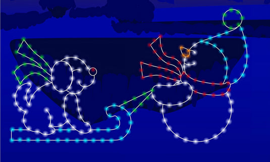 4' Snow Boy Pulling Dog on Sled Silhouette Christmas Ground Mounted Decoration