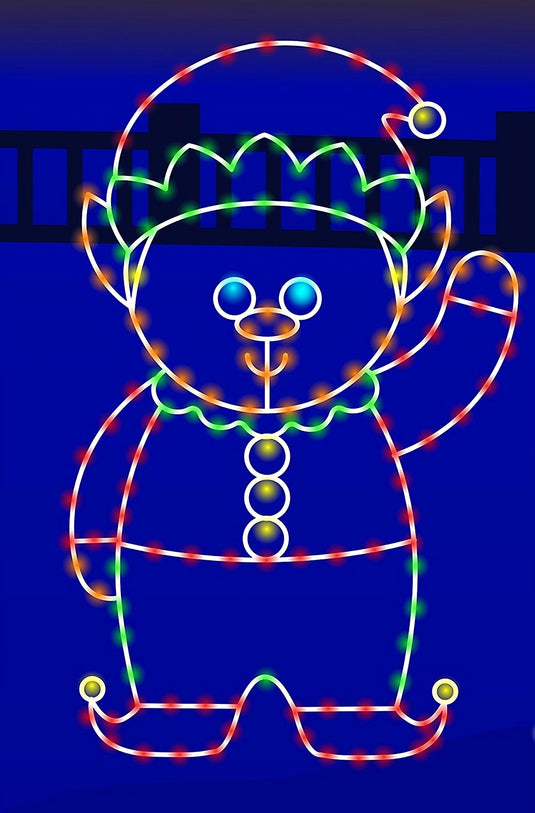 5' Happy Waving Elf Silhouette Christmas Ground Mounted Decoration