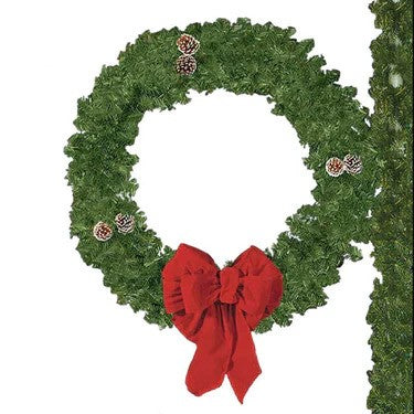 60 in. Pole Mounted Christmas Wreath with Bow - Lit & Unlit