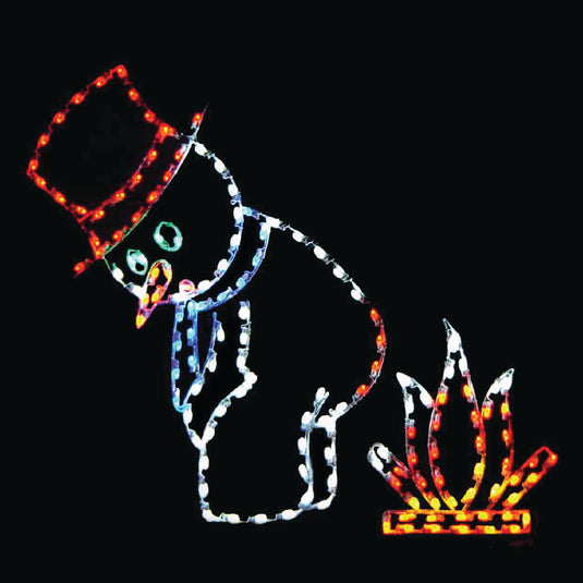 6' Snowman Standing by Fire Ground Mount Christmas Decoration