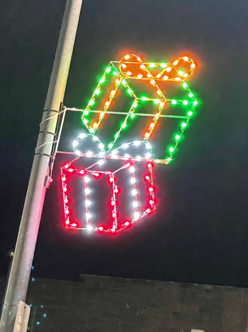 Load image into Gallery viewer, 5 ft. Gift Box Silhouette Christmas Pole Mounted Decoration