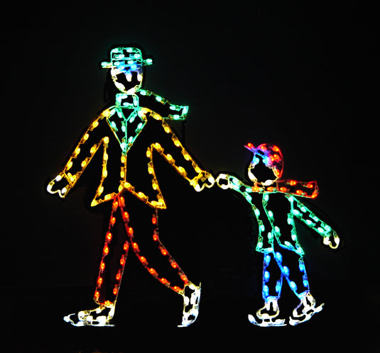 6.5' Man with Boy Skating Silhouette Christmas Ground Mount Decoration