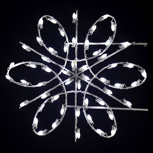 Load image into Gallery viewer, 3 Foot - Single Spiral Snowflake Pole Mounted Christmas Decoration - White Line