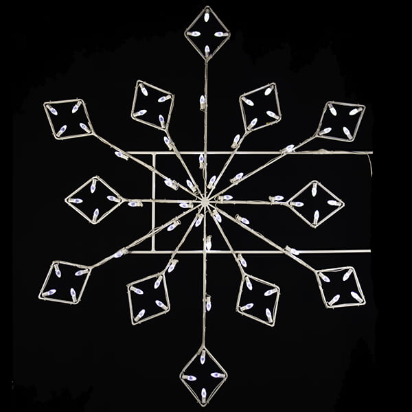 Load image into Gallery viewer, 6 Foot - Diamond Lace Snowflake Pole Mounted Christmas Decoration - White Line