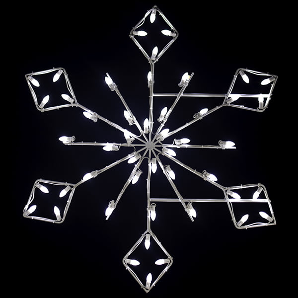 Load image into Gallery viewer, 6 Foot - Diamond Snowflake Pole Mounted Christmas Decoration - White Line