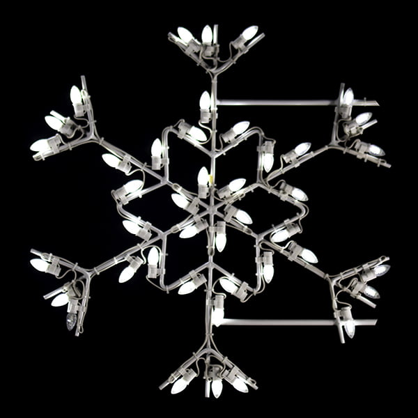 Load image into Gallery viewer, 6 Foot - Star Snowflake Pole Mounted Christmas Decoration - White Line