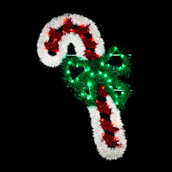 Load image into Gallery viewer, 4 foot Candy Cane with Bow Pole Mounted Decoration DazzLED