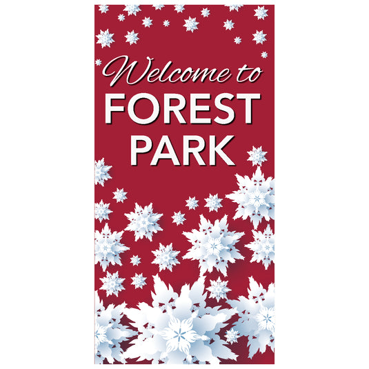 D440 Red Snowflakes - Pole Banner