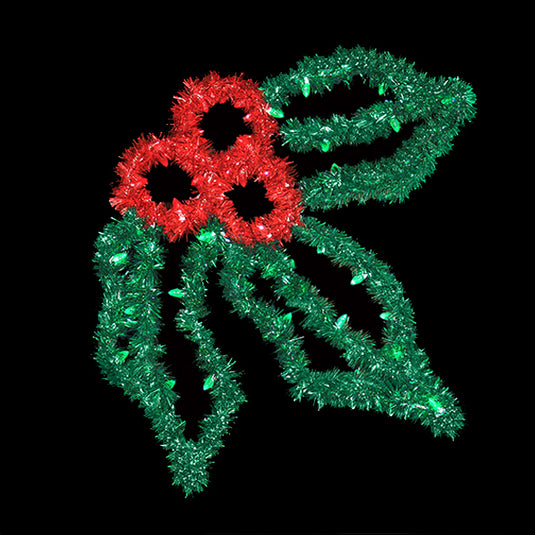 5 ft. Holly Leaf Garland Christmas Pole Mounted Decoration