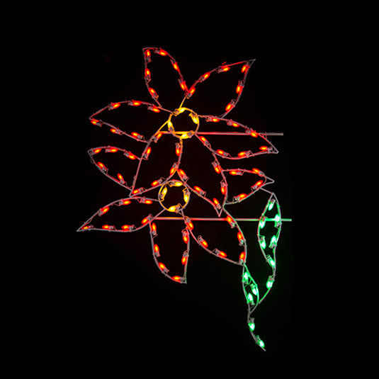 6 ft. Double Poinsettia Silhouette Christmas Pole Mounted Decoration