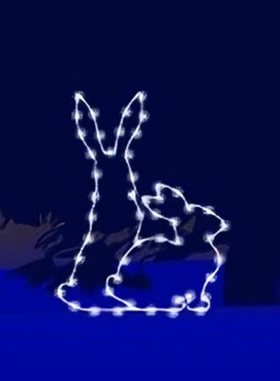 4' Double Bunnies Silhouette Christmas Ground Mounted Decoration
