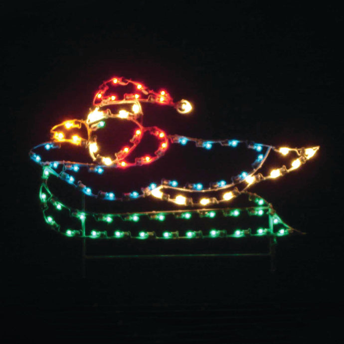 4' Penguin Sledding Silhouette Christmas Ground Mounted Decoration