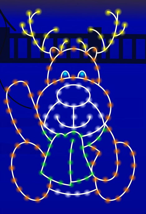 5' Happy Waving Reindeer Silhouette Christmas Ground Mounted Decoration