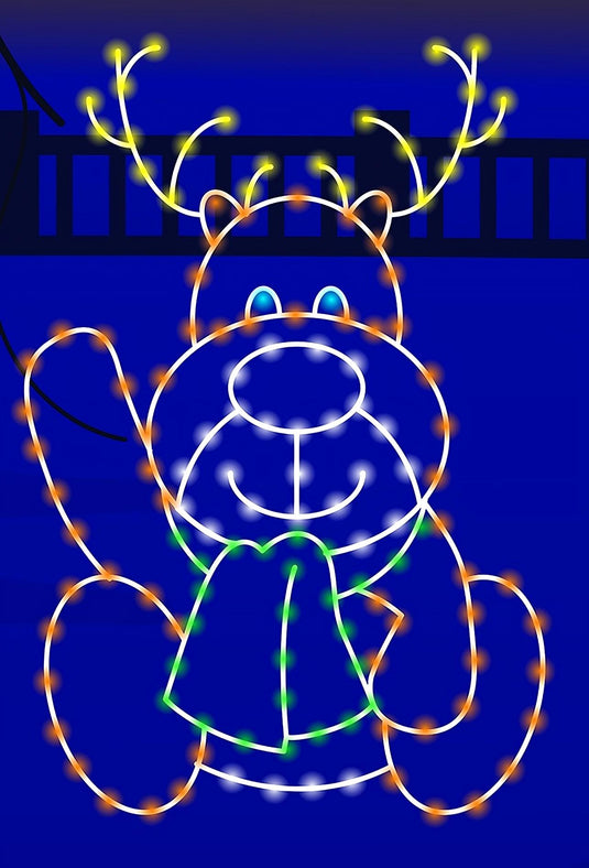 5' Happy Waving Reindeer Silhouette Christmas Ground Mounted Decoration