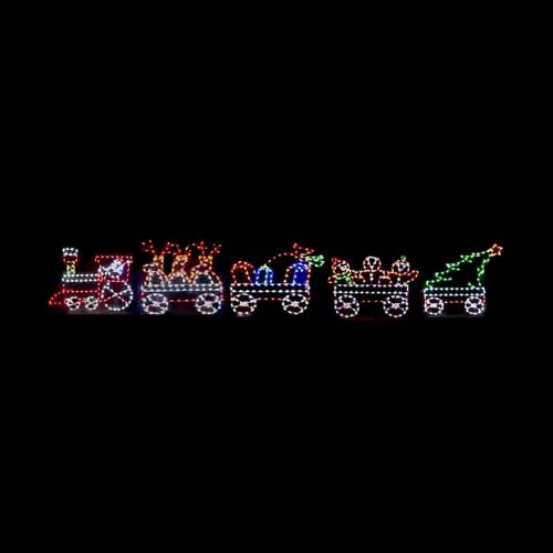 7' Santa's Party Caboose Silhouette Christmas Ground Mounted Decoration