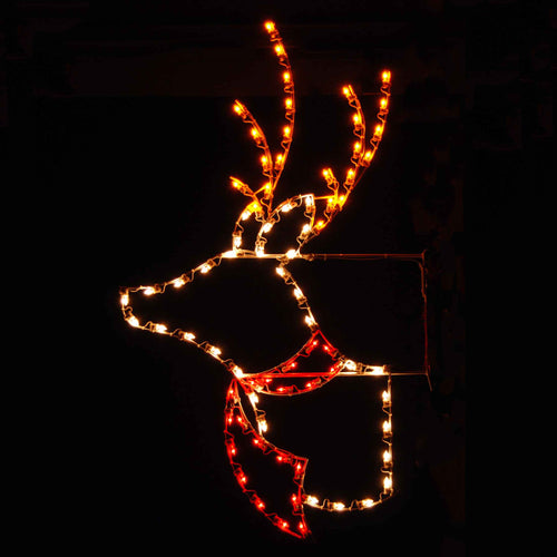 7 ft. Deer Head Silhouette Christmas Pole Mounted Decoration