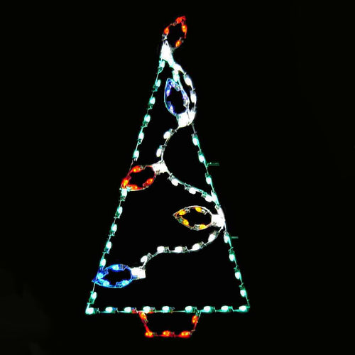 7 ft. Tree with Light Bulbs Silhouette Christmas Pole Mounted Decoration