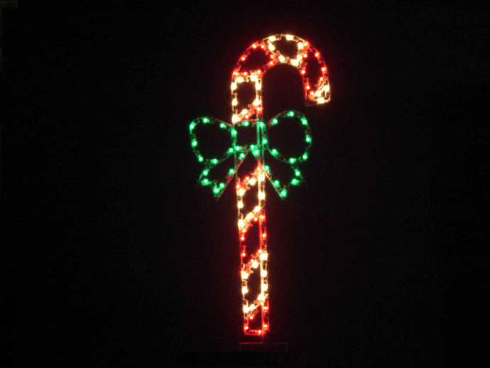 6' Candy Cane with Bow Silhouette Christmas Ground Mounted Decoration