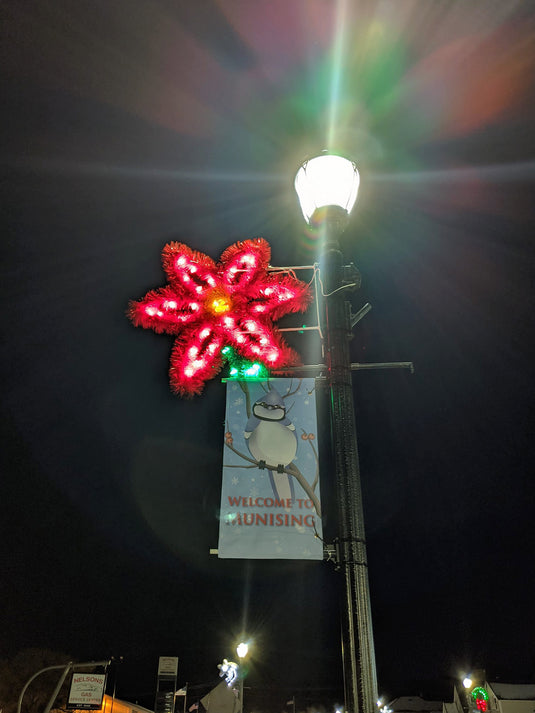 4 ft. Single Poinsettia Garland Pole Mounted Decoration