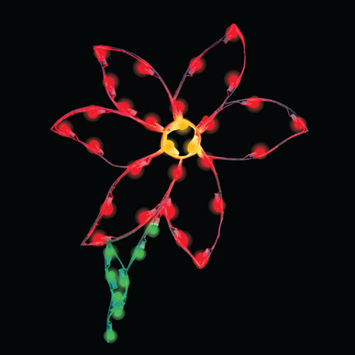4 ft. Single Poinsettia Silhouette Christmas Pole Mounted Decoration