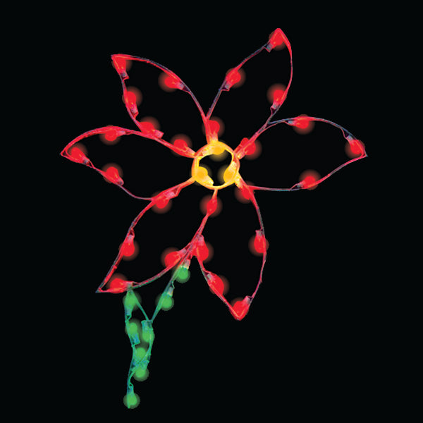 4 ft. Single Poinsettia Silhouette Christmas Pole Mounted Decoration