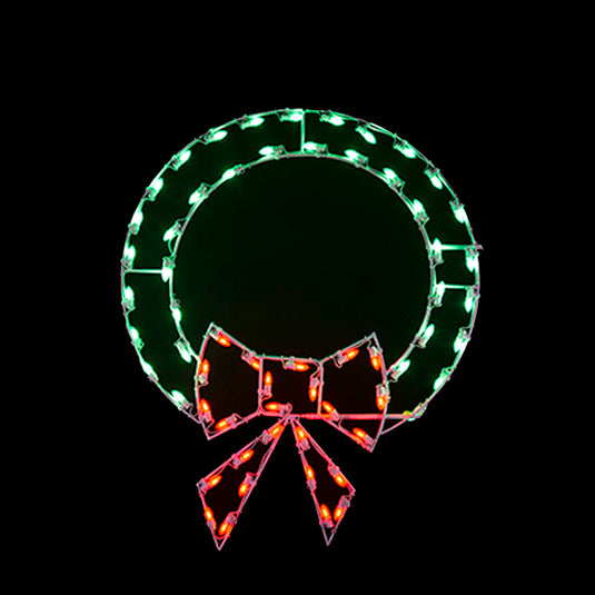 4 ft. Wreath with Bow Silhouette Christmas Pole Mounted Decoration
