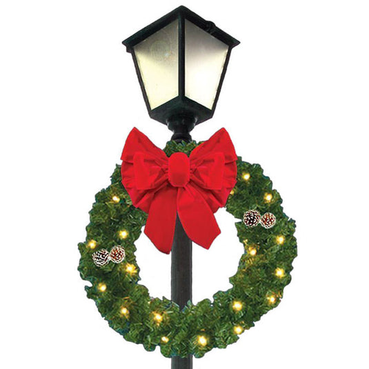 36 in. Center Mounted Christmas Wreath with Bow - Lit & Unlit